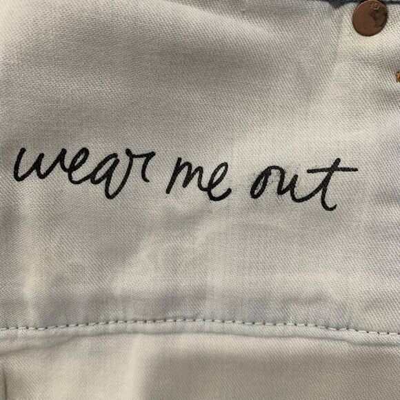 GRLFRND Size 26 Cindy Denim Shorts High Rise Frayed Hem Holographic Wear Me Out - Picture 7 of 12